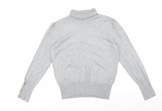 Wallis Womens Grey Roll Neck Viscose Pullover Jumper Size 12
