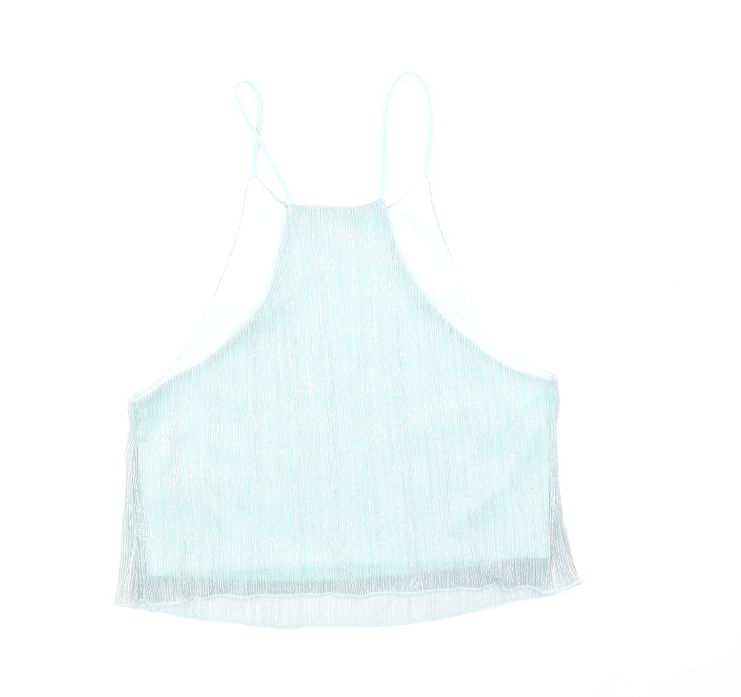 Topshop Womens Blue Polyester Cropped Tank Size 6 Scoop Neck