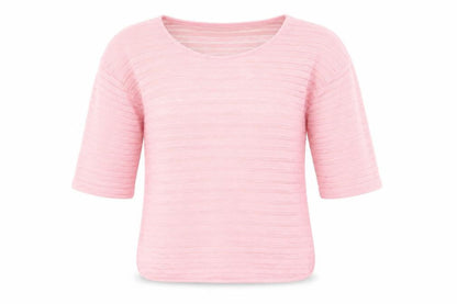 Next Womens Pink Round Neck Striped Polyester Pullover Jumper Size 8