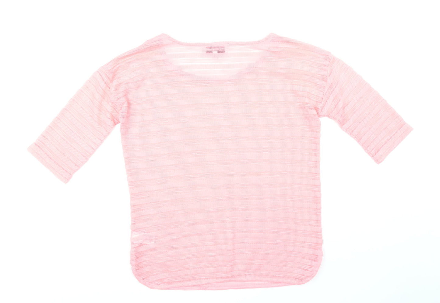 NEXT Womens Pink Round Neck Striped Polyester Pullover Jumper Size 8
