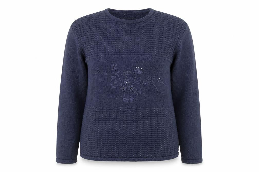 Fay Louise Womens Blue Round Neck Acrylic Pullover Jumper One Size