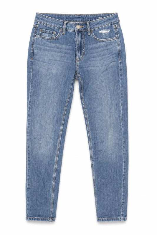 Marks & Spencer Womens Blue Cotton Skinny Jeans Size 6 L28 in Regular Zip