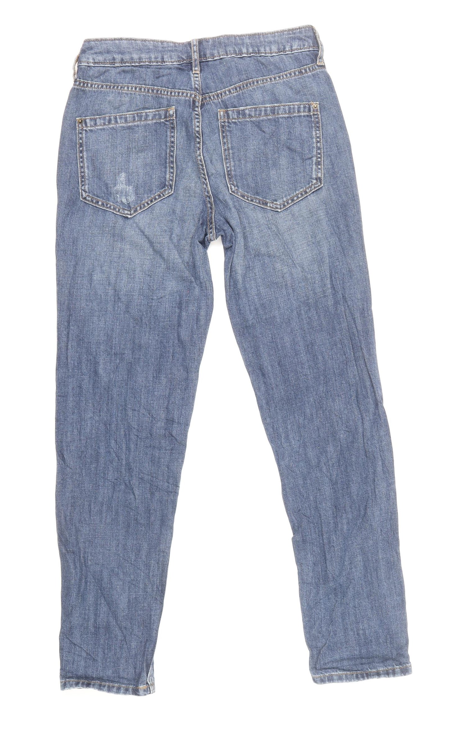 Marks and Spencer Womens Blue Cotton Skinny Jeans Size 6 L28 in Regular Zip