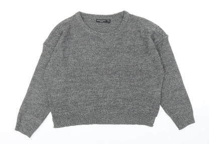 Brave Soul Womens Grey Round Neck Acrylic Pullover Jumper Size L