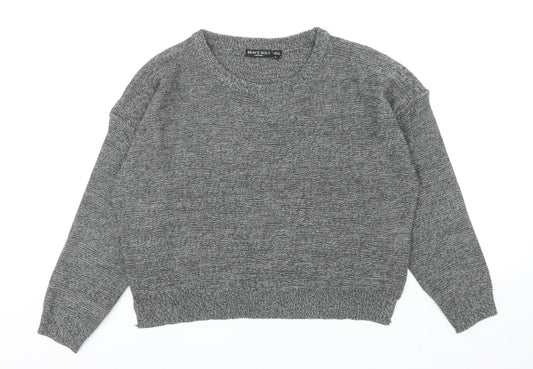 Brave Soul Womens Grey Round Neck Acrylic Pullover Jumper Size L