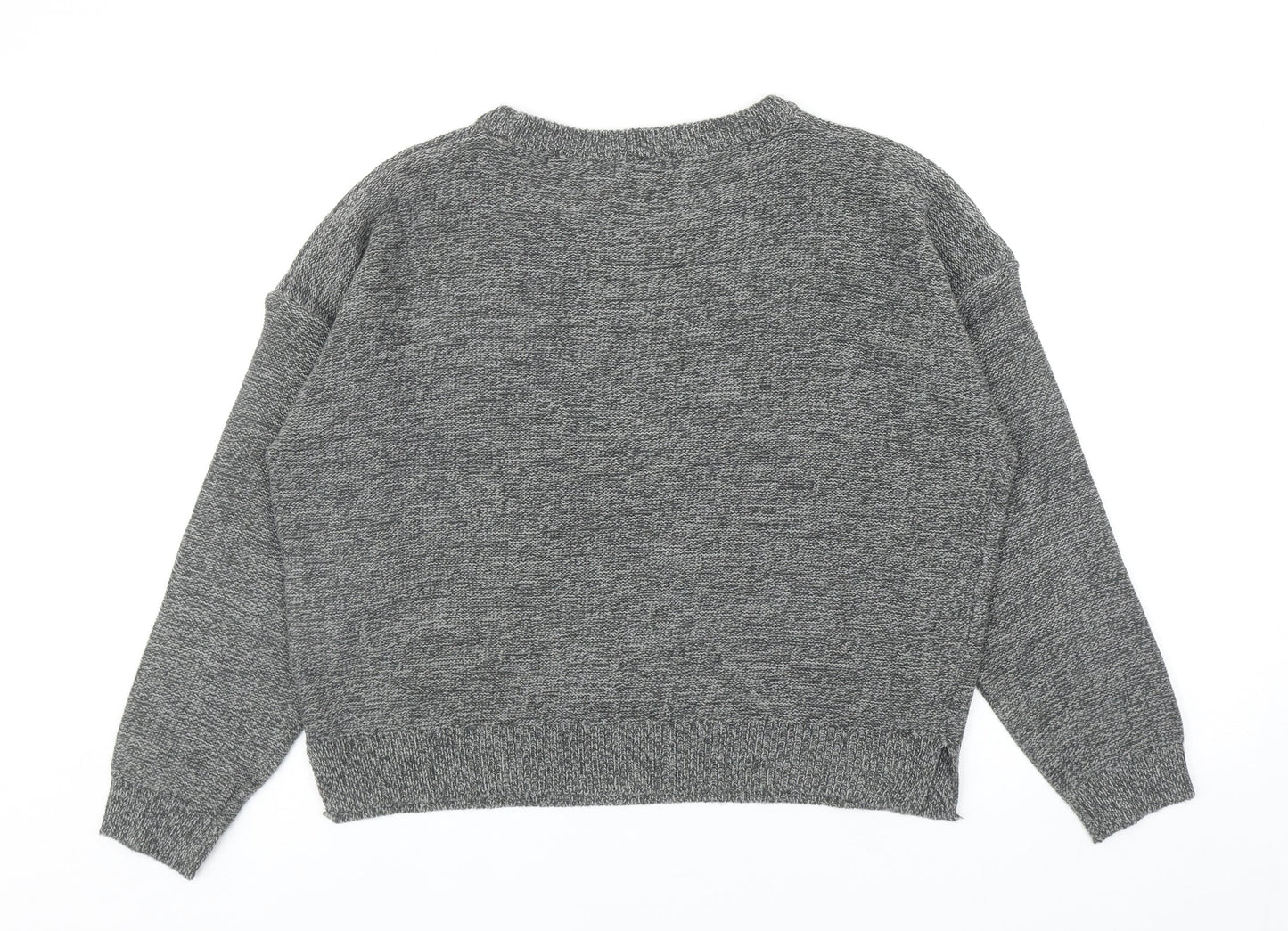Brave Soul Womens Grey Round Neck Acrylic Pullover Jumper Size L