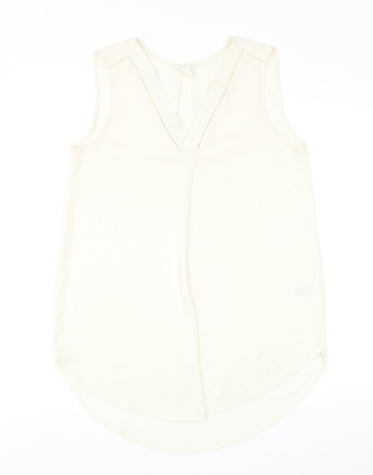 H&M Womens Ivory Polyester Basic Blouse Size 8 V-Neck