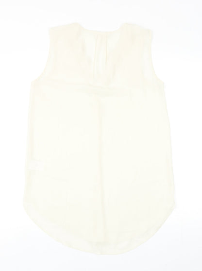 H&M Womens Ivory Polyester Basic Blouse Size 8 V-Neck