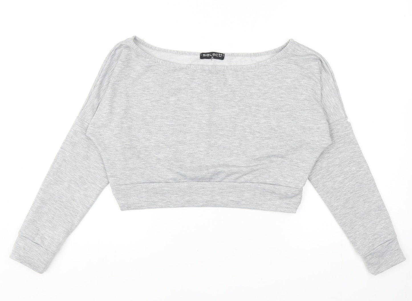 Select Womens Grey Polyester Pullover Sweatshirt Size M Pullover - Cropped