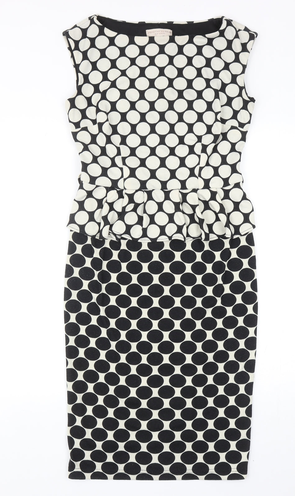 Dorothy Perkins Womens Black Geometric Polyester A-Line Size 12 Scoop Neck Pullover