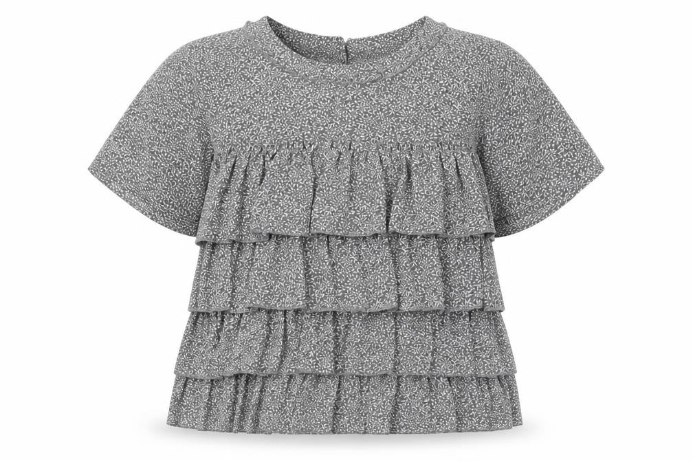 H&M Womens Grey Floral Polyester Basic Blouse Size 10 Round Neck