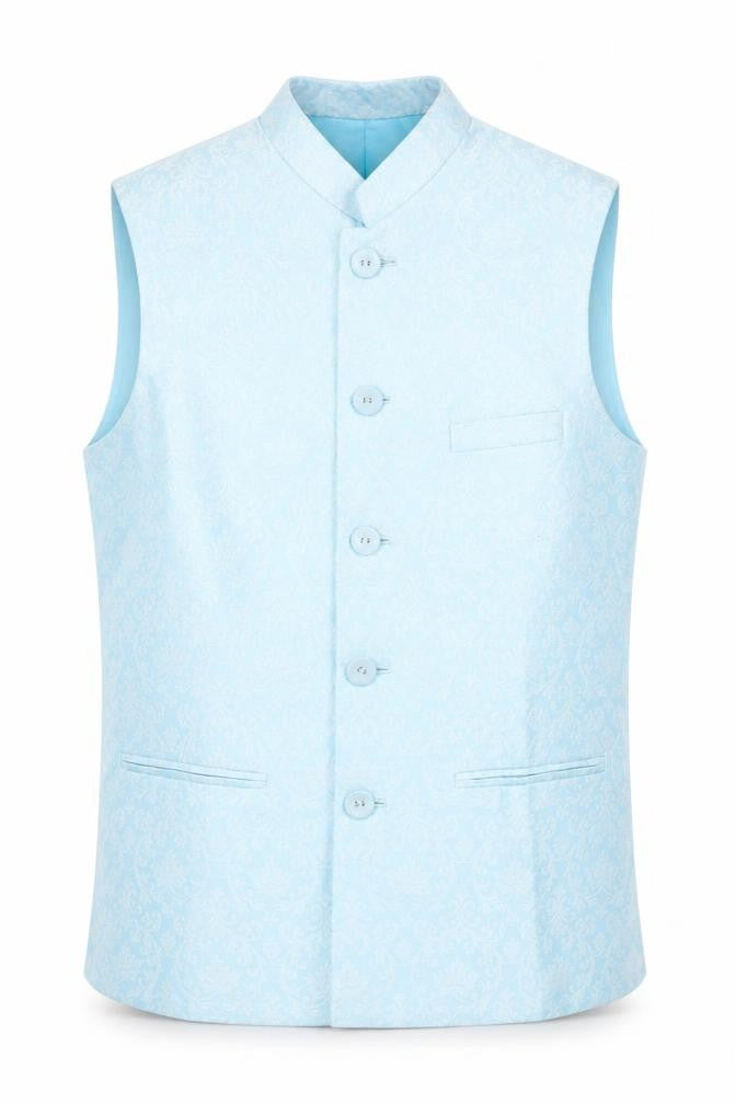 Abha Batra Mens Blue Polyester Jacket Suit Waistcoat Size L