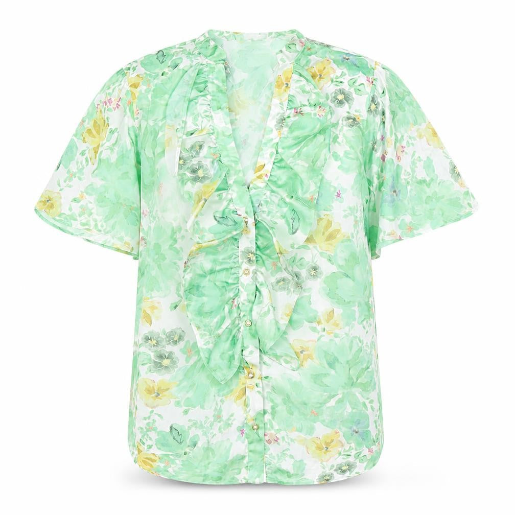 Zara Womens Multicoloured Floral Polyester Basic Blouse Size XS V-Neck