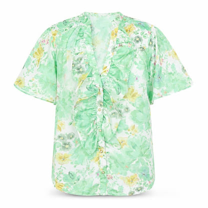 Zara Womens Multicoloured Floral Polyester Basic Blouse Size XS V-Neck