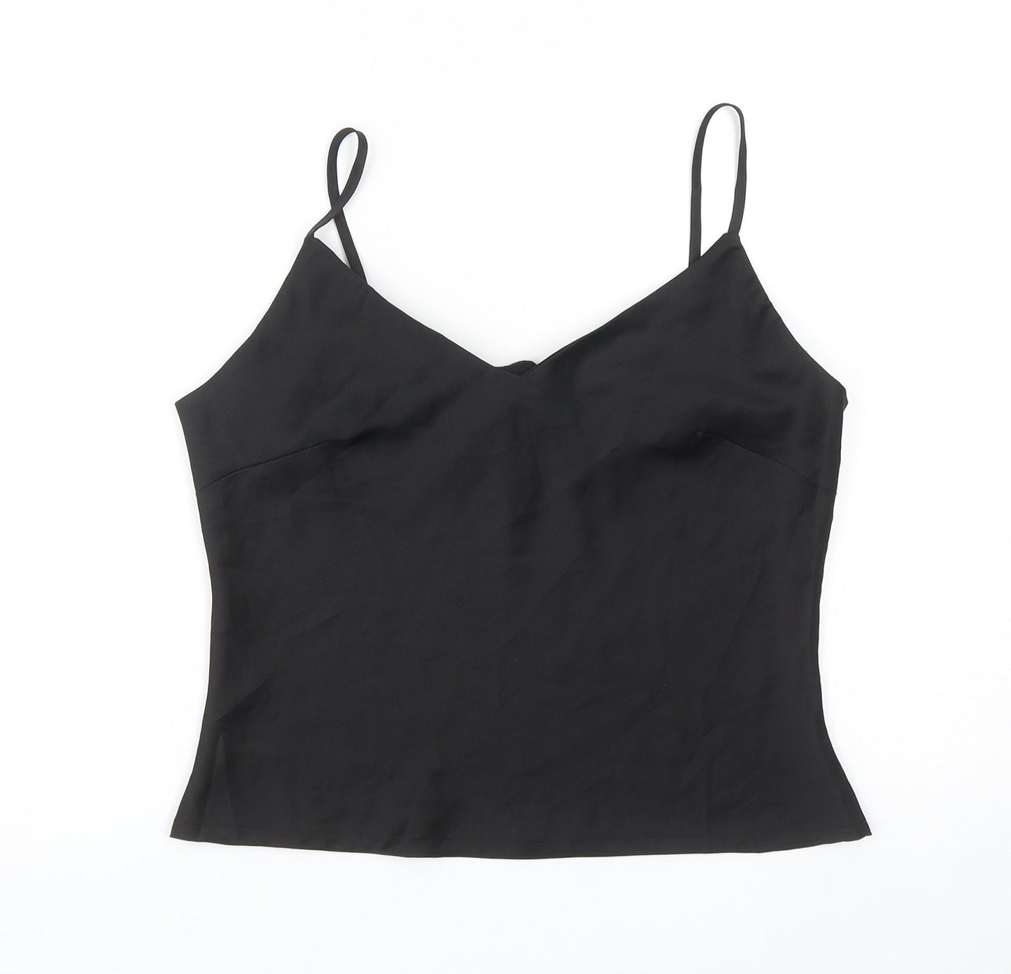 Fanco Womens Black Herringbone Polyester Basic Tank Size L V-Neck