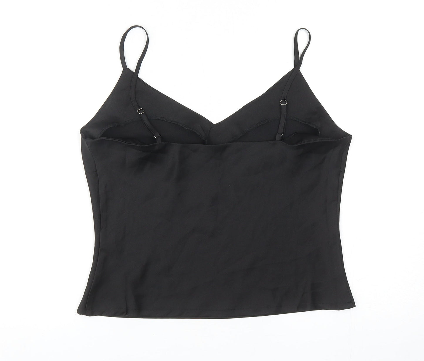 Fanco Womens Black Herringbone Polyester Basic Tank Size L V-Neck