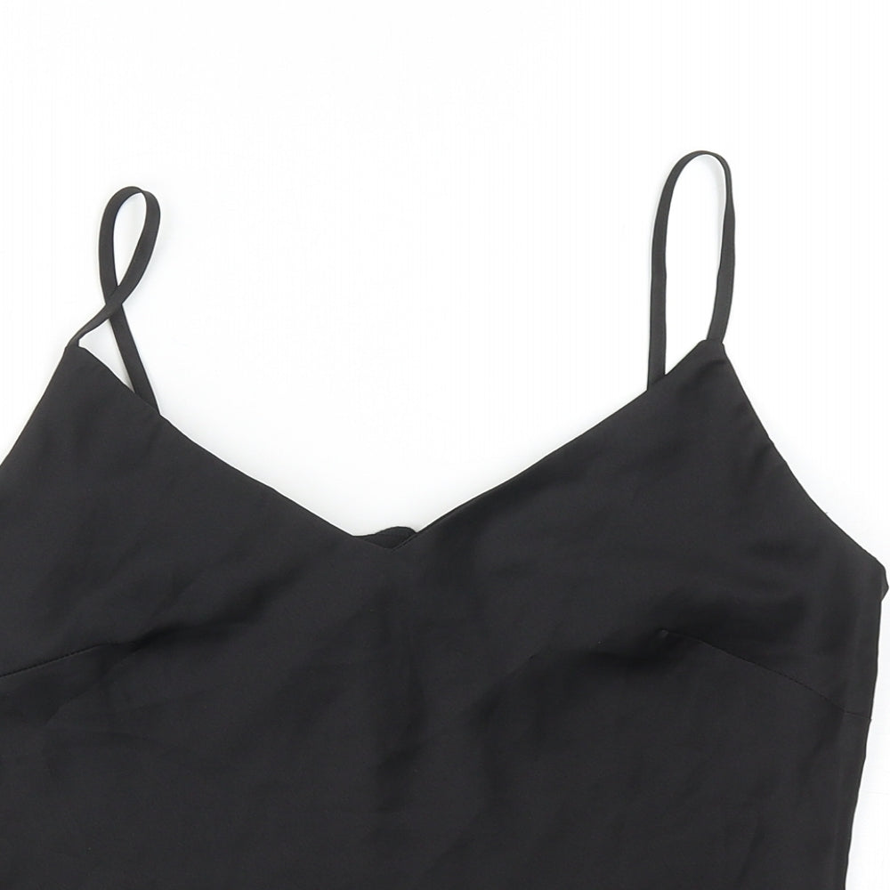 Fanco Womens Black Herringbone Polyester Basic Tank Size L V-Neck