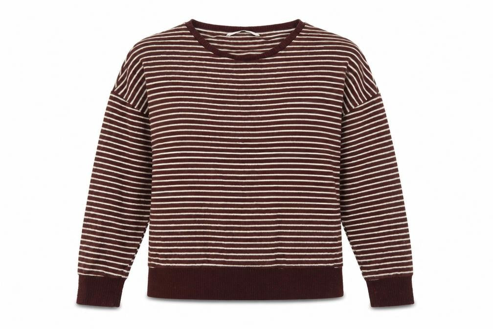 TU Womens Brown Round Neck Striped Viscose Pullover Jumper Size 12