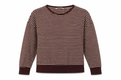 Tu Womens Brown Round Neck Striped Viscose Pullover Jumper Size 12
