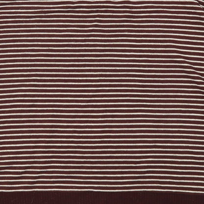 Tu Womens Brown Round Neck Striped Viscose Pullover Jumper Size 12