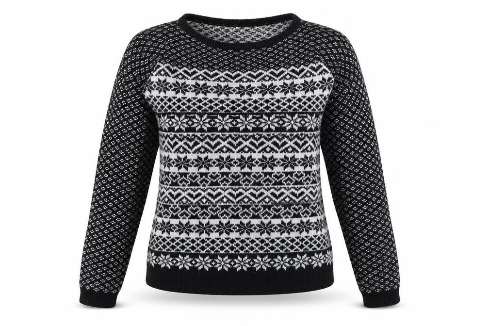 NEXT Womens Black Boat Neck Fair Isle Cotton Pullover Jumper Size 6