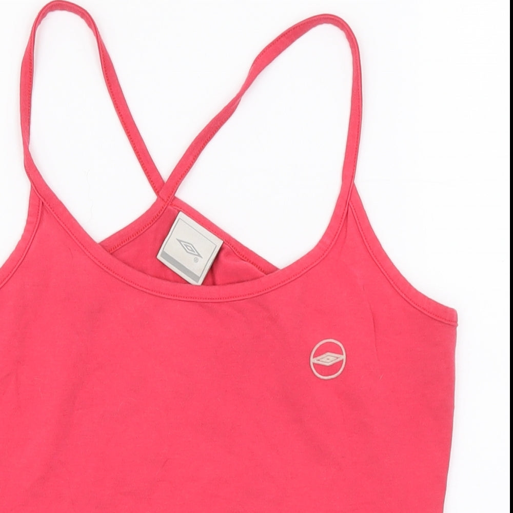 Umbro Womens Pink Cotton Cropped Tank Size 8 Scoop Neck