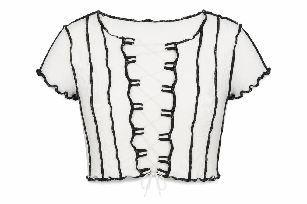 Divided Womens White Geometric Cotton Basic Blouse Size 8 Scoop Neck