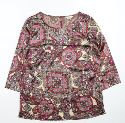Marks & Spencer Womens Multicoloured Paisley Polyester Basic Blouse Size 10 Round Neck