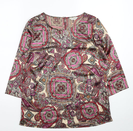 Marks and Spencer Womens Multicoloured Paisley Polyester Basic Blouse Size 10 Round Neck
