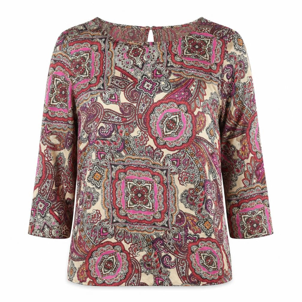 Marks & Spencer Womens Multicoloured Paisley Polyester Basic Blouse Size 10 Round Neck