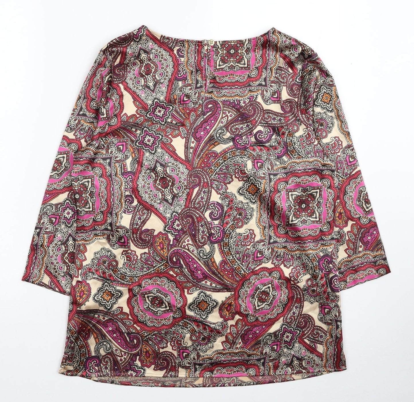 Marks and Spencer Womens Multicoloured Paisley Polyester Basic Blouse Size 10 Round Neck