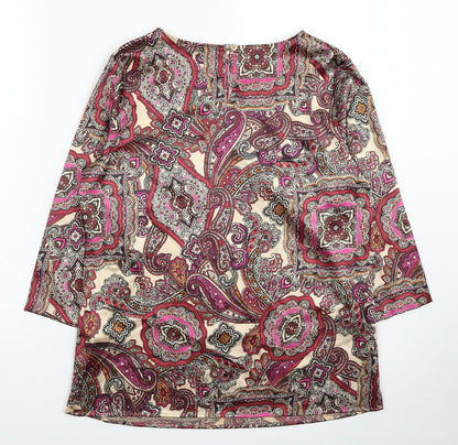 Marks & Spencer Womens Multicoloured Paisley Polyester Basic Blouse Size 10 Round Neck