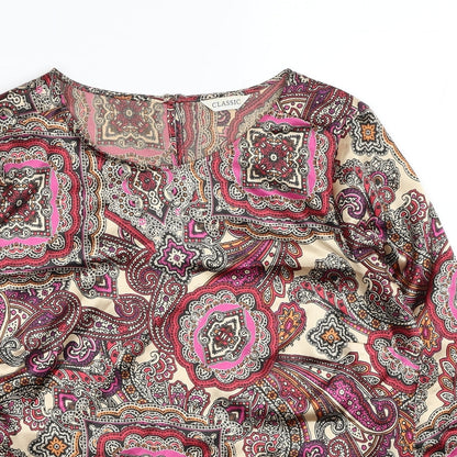 Marks & Spencer Womens Multicoloured Paisley Polyester Basic Blouse Size 10 Round Neck