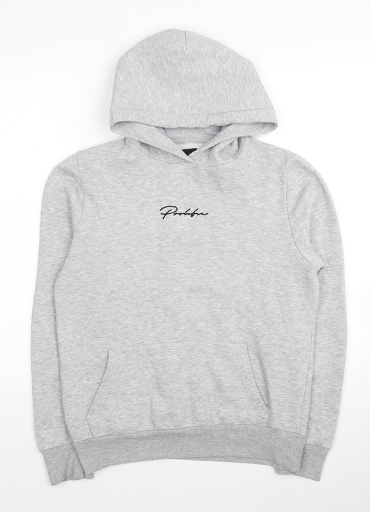 River Island Mens Grey Polyester Pullover Hoodie Size XS