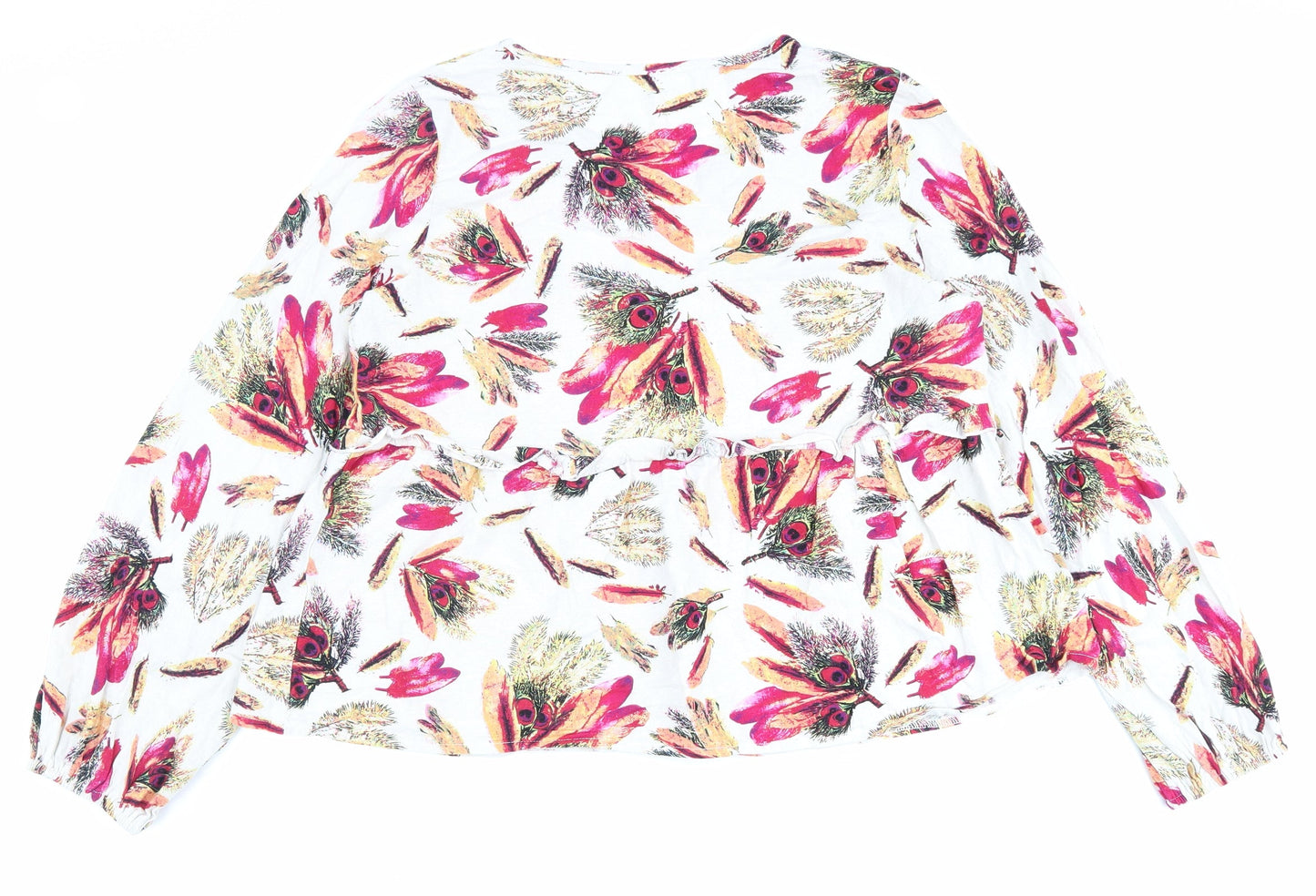Emery Rose Womens Multicoloured Geometric Polyester Basic Blouse Size L V-Neck