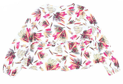 Emery Rose Womens Multicoloured Geometric Polyester Basic Blouse Size L V-Neck