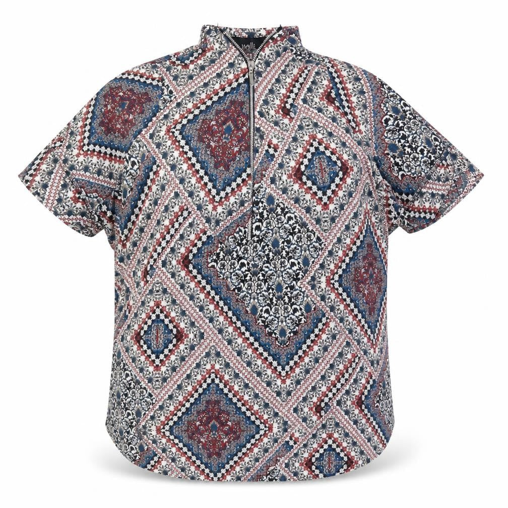 Walls Womens Multicoloured Geometric Viscose Basic Blouse Size L Mock Neck