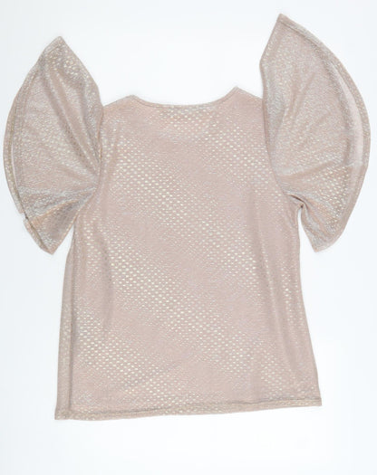 Dorothy Perkins Womens Pink Polyester Basic Blouse Size 12 Round Neck - Metallic