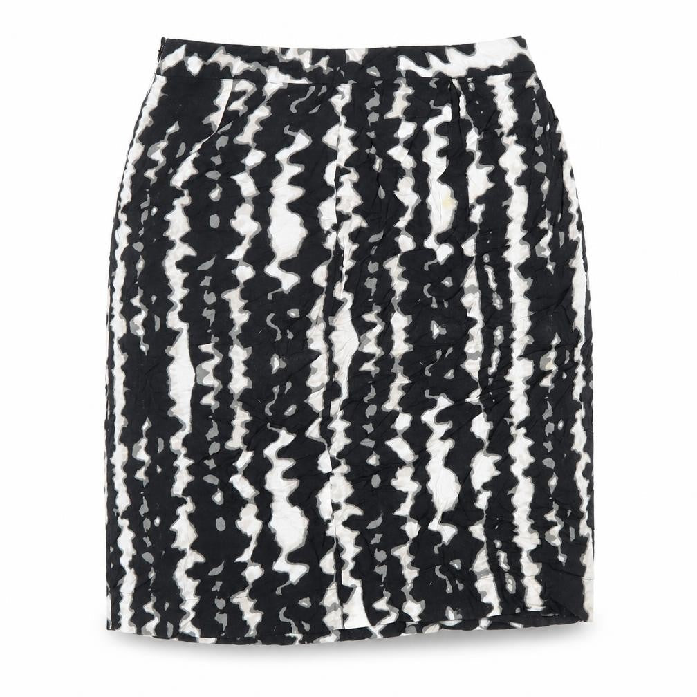 Monsoon Womens Black Geometric Polyester A-Line Skirt Size 12 Zip