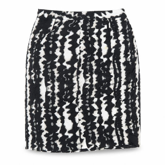 Monsoon Womens Black Geometric Polyester A-Line Skirt Size 12 Zip