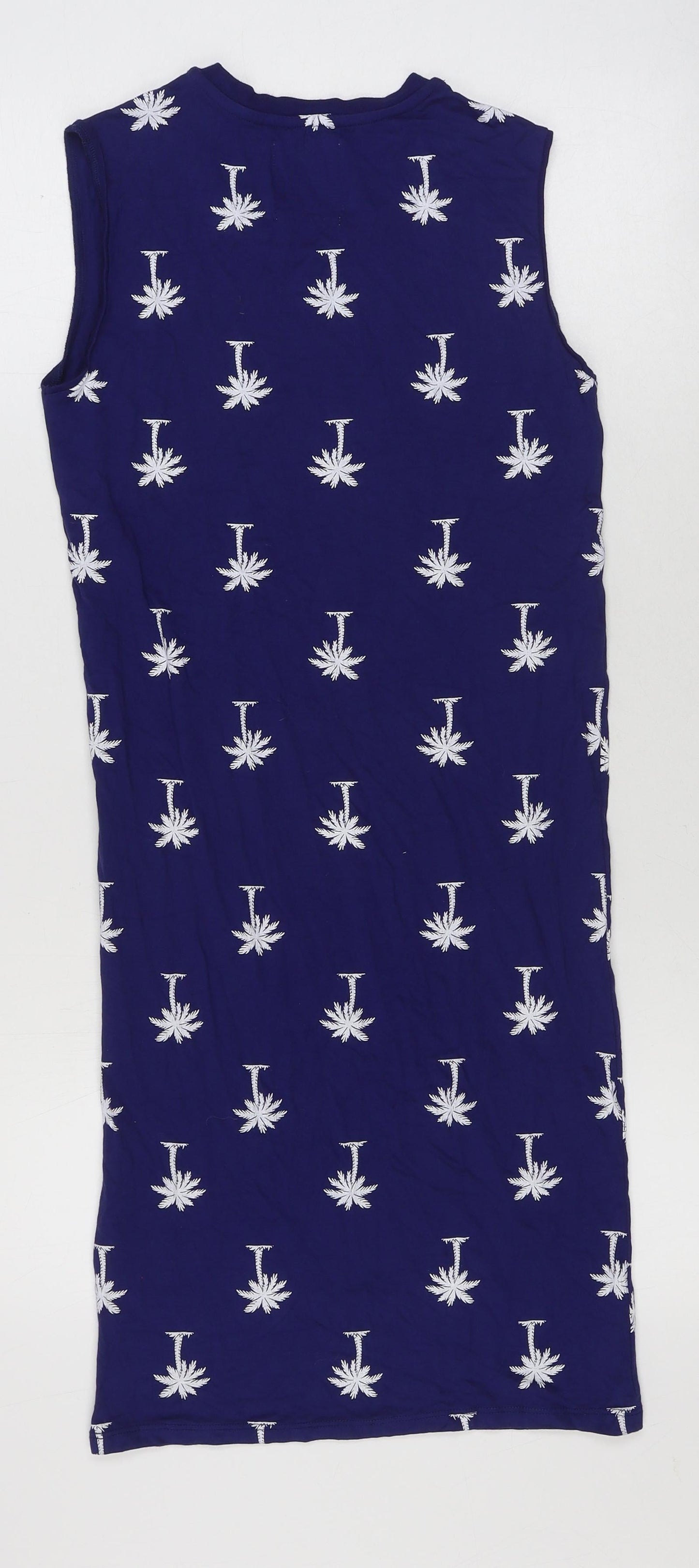 Zoe Karssen Womens Blue Geometric Viscose Tank Dress Size S Scoop Neck Pullover - Palm Tree Print