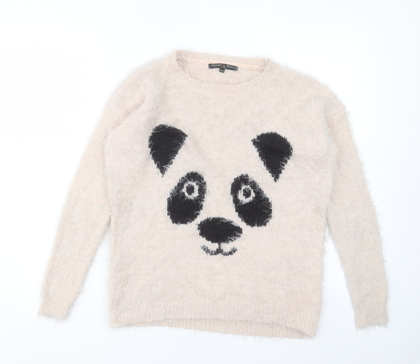 Heart & Soul Womens Pink Round Neck Nylon Pullover Jumper Size 10 - Panda