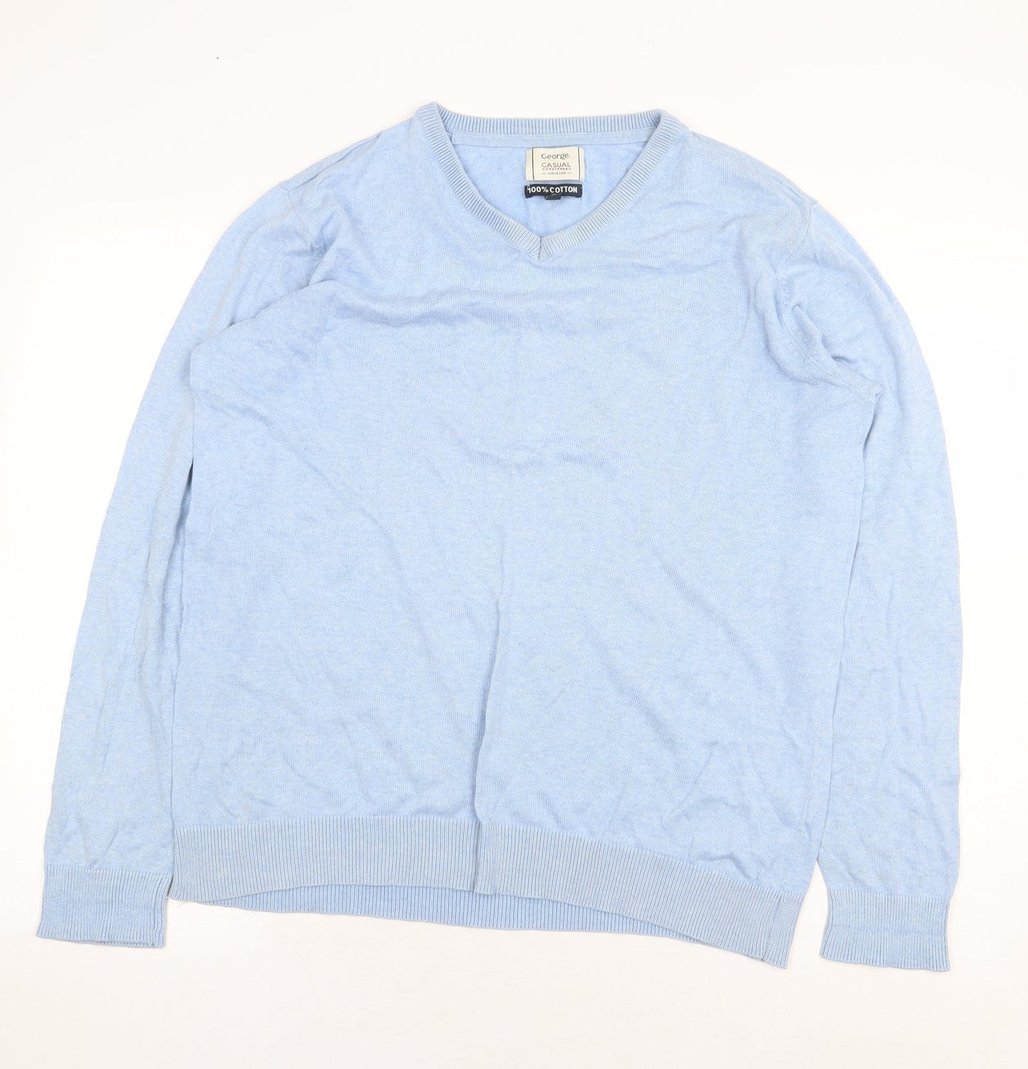 George Mens Blue Cotton Pullover Sweatshirt Size L