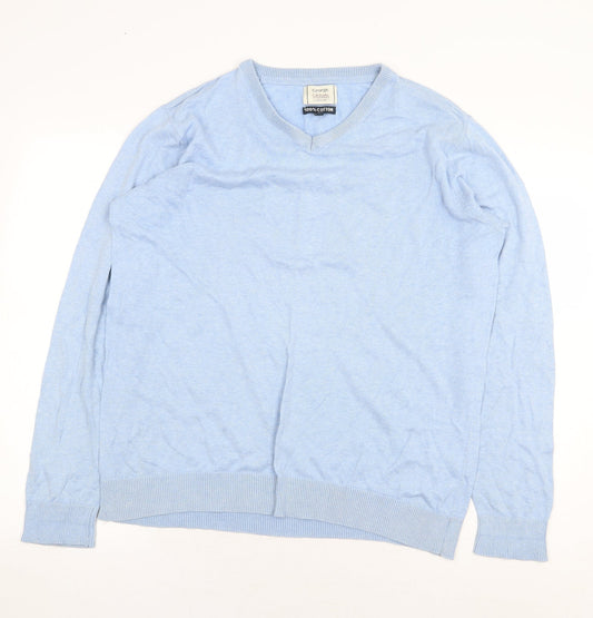 George Mens Blue Cotton Pullover Sweatshirt Size L