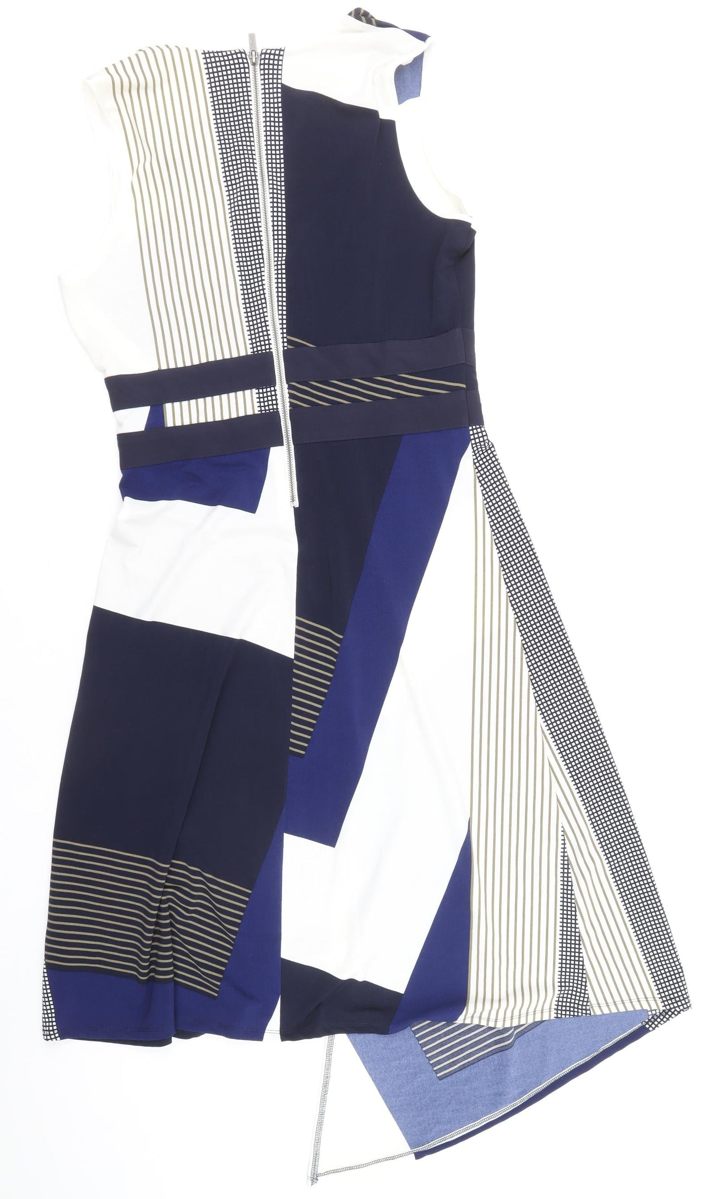 NEXT Womens Multicoloured Geometric Polyester A-Line Size 12 V-Neck Zip - Asymmetric