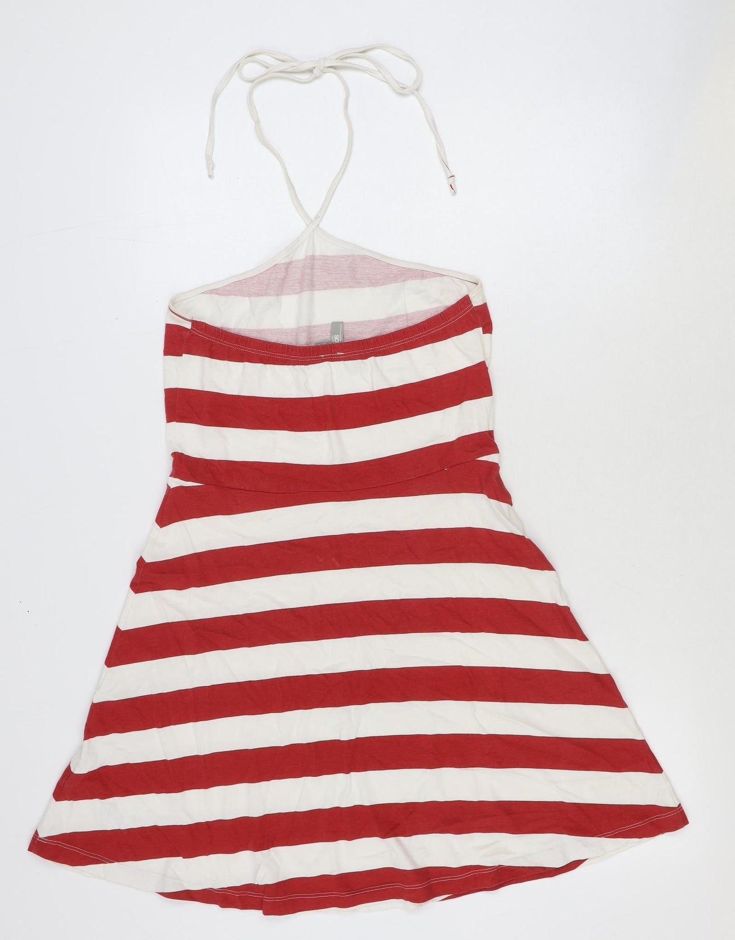 ASOS Womens Red Striped 100% Cotton Mini Size 12 Halter Pullover