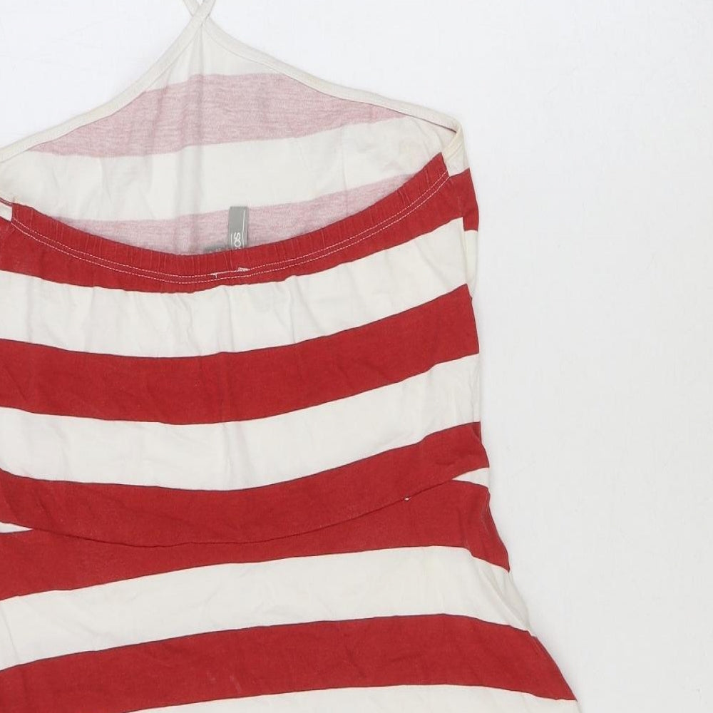 ASOS Womens Red Striped 100% Cotton Mini Size 12 Halter Pullover