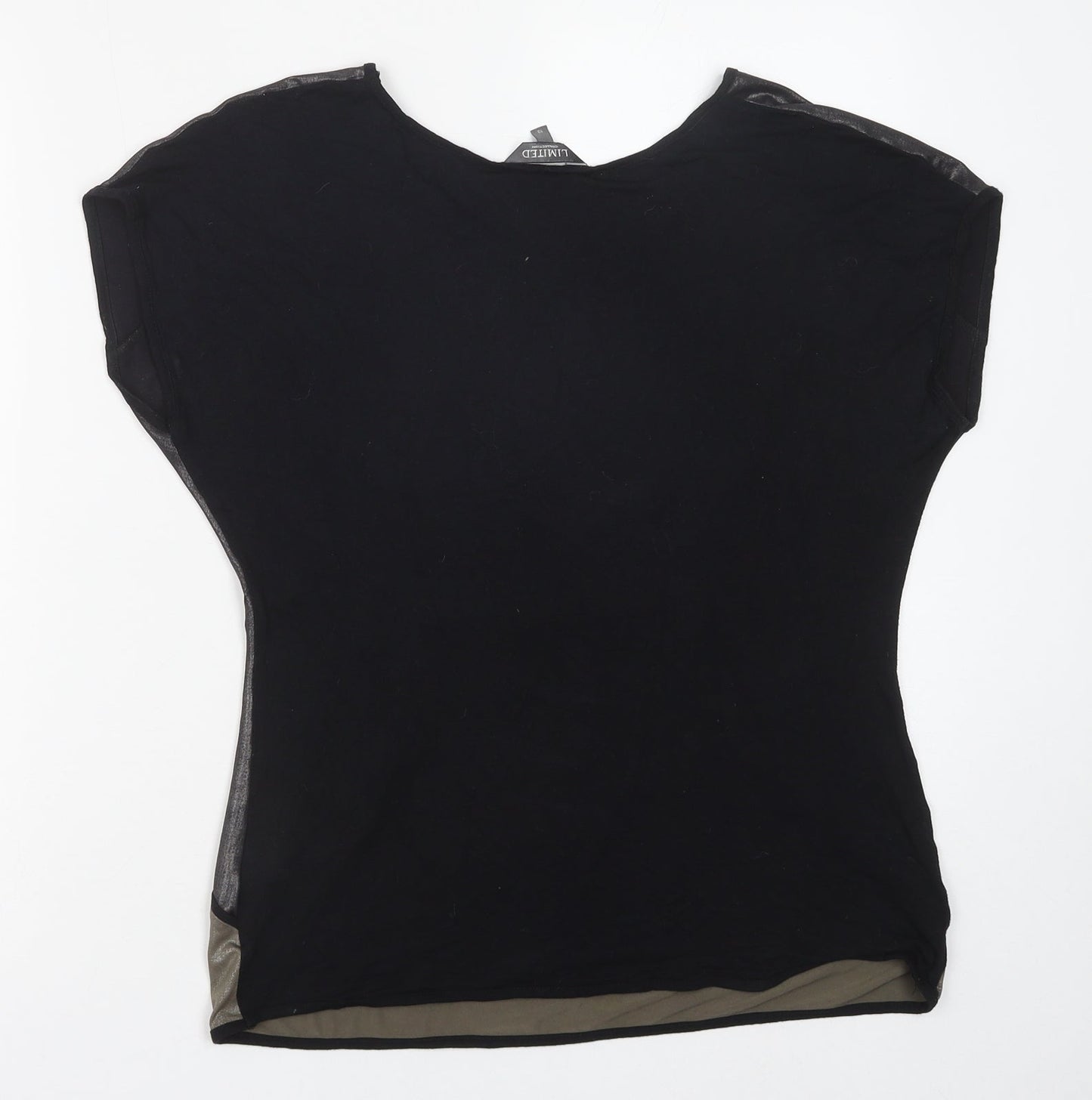 Marks and Spencer Womens Black Colourblock Polyester Basic Blouse Size 10 Round Neck