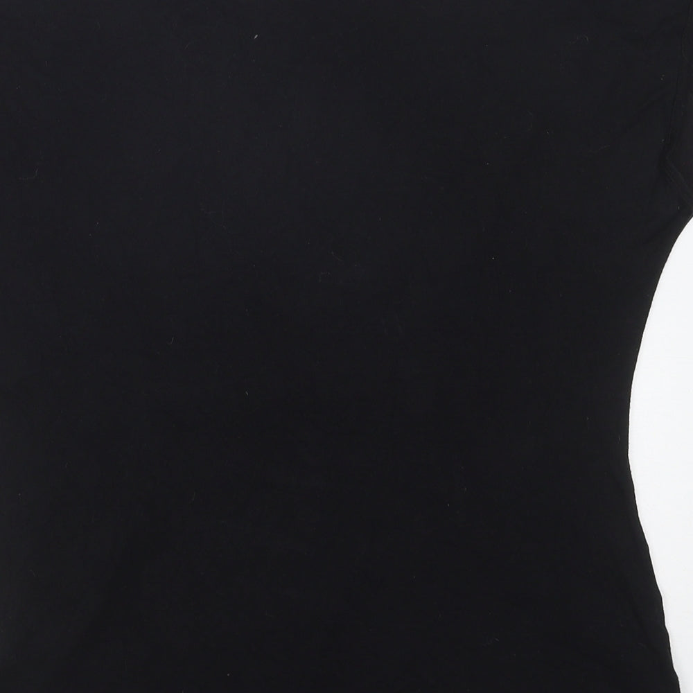 Marks and Spencer Womens Black Colourblock Polyester Basic Blouse Size 10 Round Neck