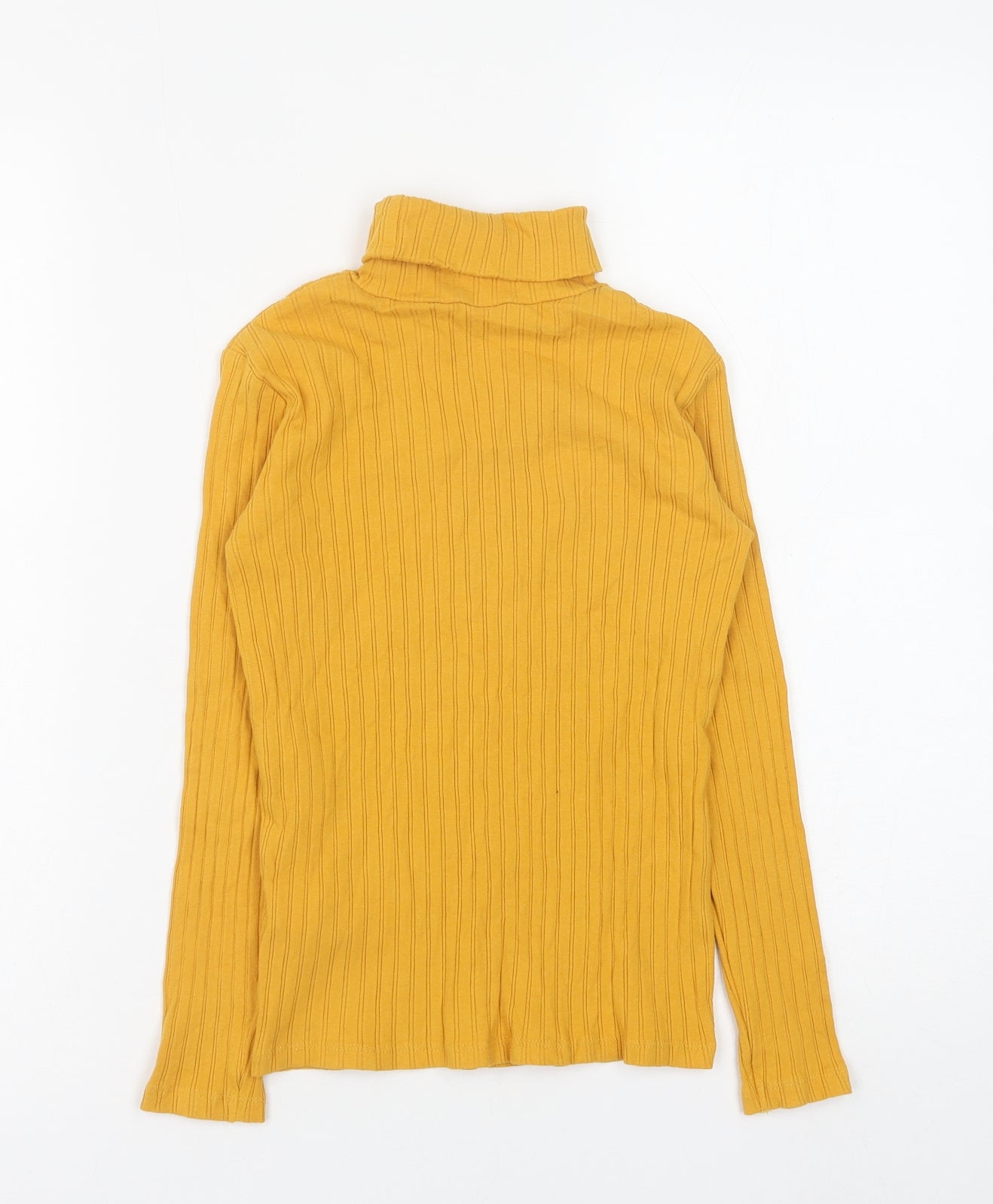 Zara Girls Yellow Polyester Basic T-Shirt Size 9 Years Roll Neck Pullover